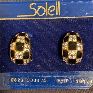Soleil Clip-on Crystal & Enamel Earrings
